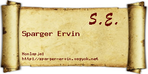 Sparger Ervin névjegykártya